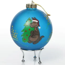 Frosted Blue Australiana Kangaroo Christmas Bauble Personalised Baubles|