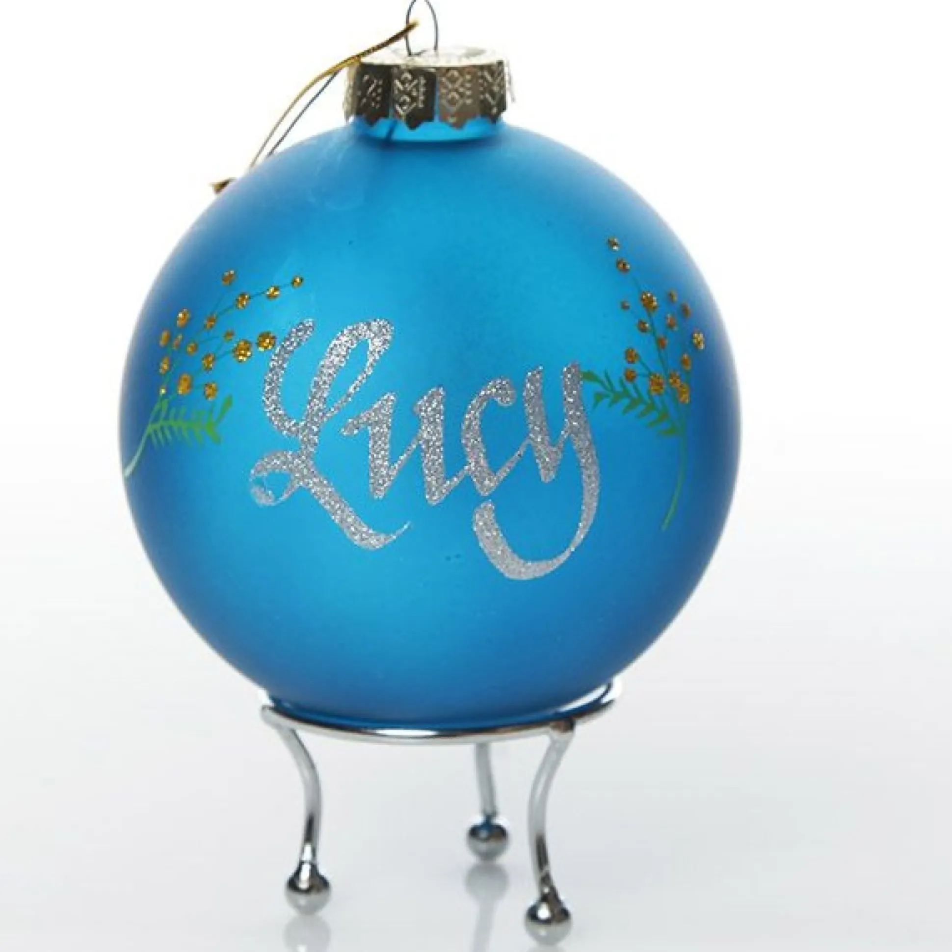 Frosted Blue Australiana Kangaroo Christmas Bauble Personalised Baubles|