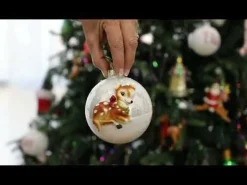 Frosted Glass 3D Bambi Christmas Bauble Hand Painted Baubles|
