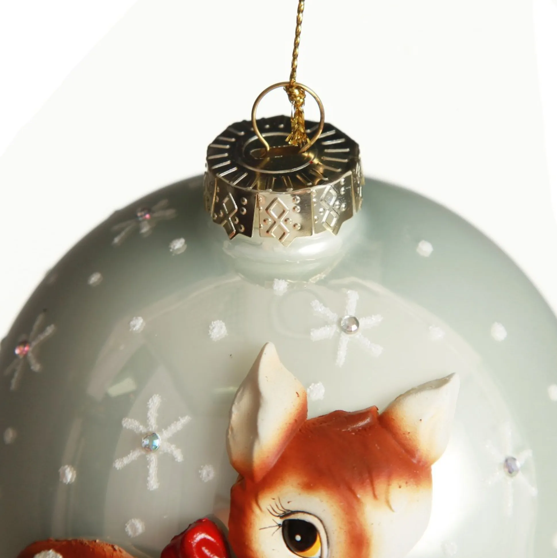 Frosted Glass 3D Bambi Christmas Bauble Hand Painted Baubles|