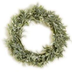Frosted Green Leaf Christmas Wreath with White Berries Christmas Wreaths|
