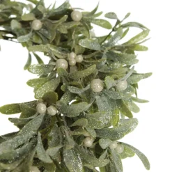 Frosted Green Leaf Christmas Wreath with White Berries Christmas Wreaths|