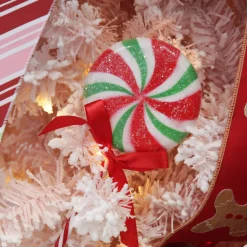 Frosted Green Peppermint Lollipop Tree Decoration - Set of 2 Christmas Tree Decorations|