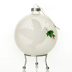 Frosted Peace Doves Christmas Bauble Personalised Baubles|