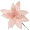 Frosted Pink Flower Clip with White Edge Christmas Flowers|