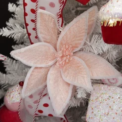 Frosted Pink Flower Clip with White Edge Christmas Flowers|