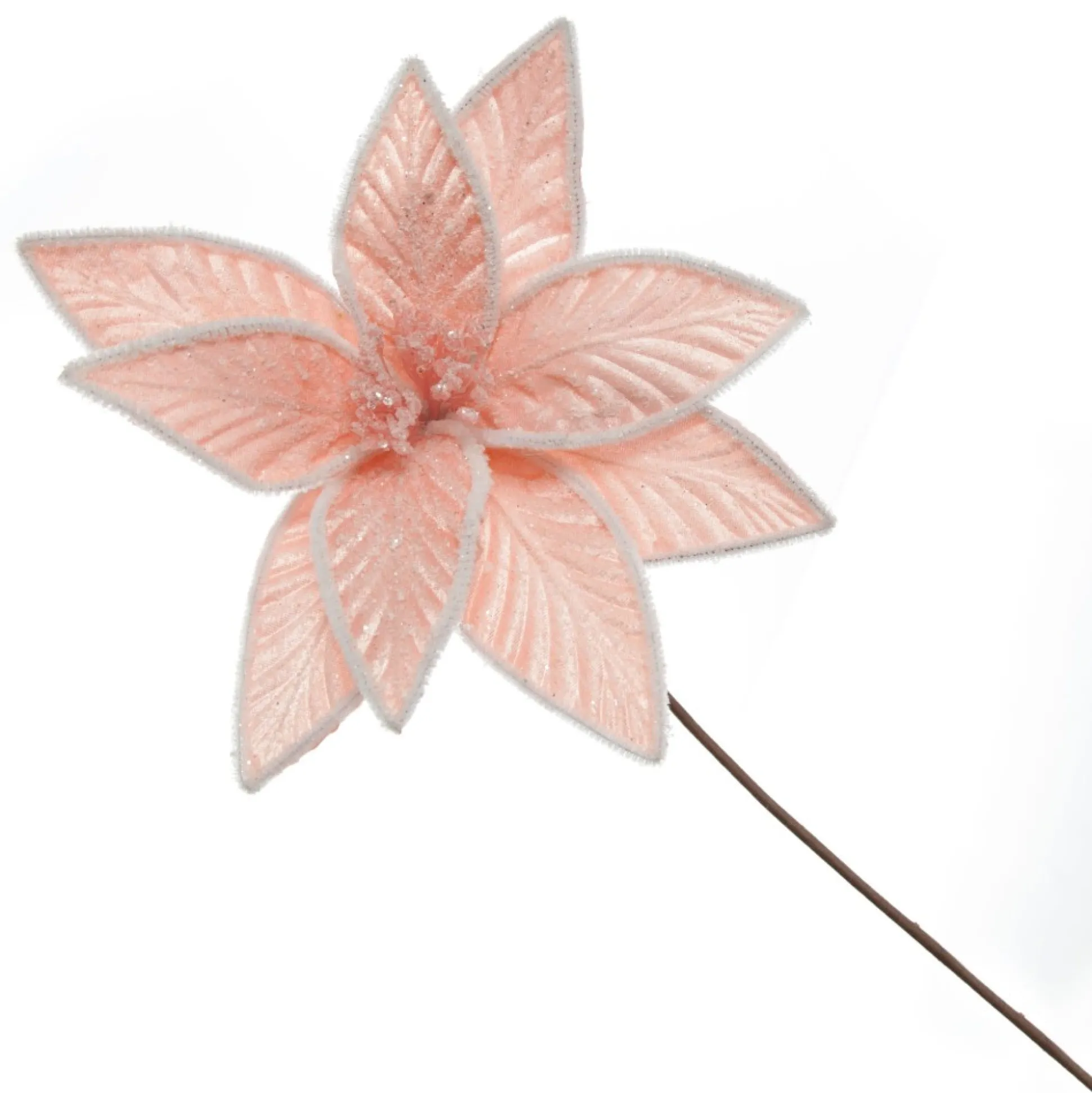 Frosted Pink Flower Clip with White Edge Christmas Flowers|