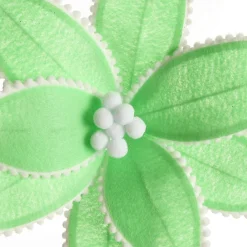 Fun Mint Green Flower Stem with White Pom Pom Trim Christmas Flowers|