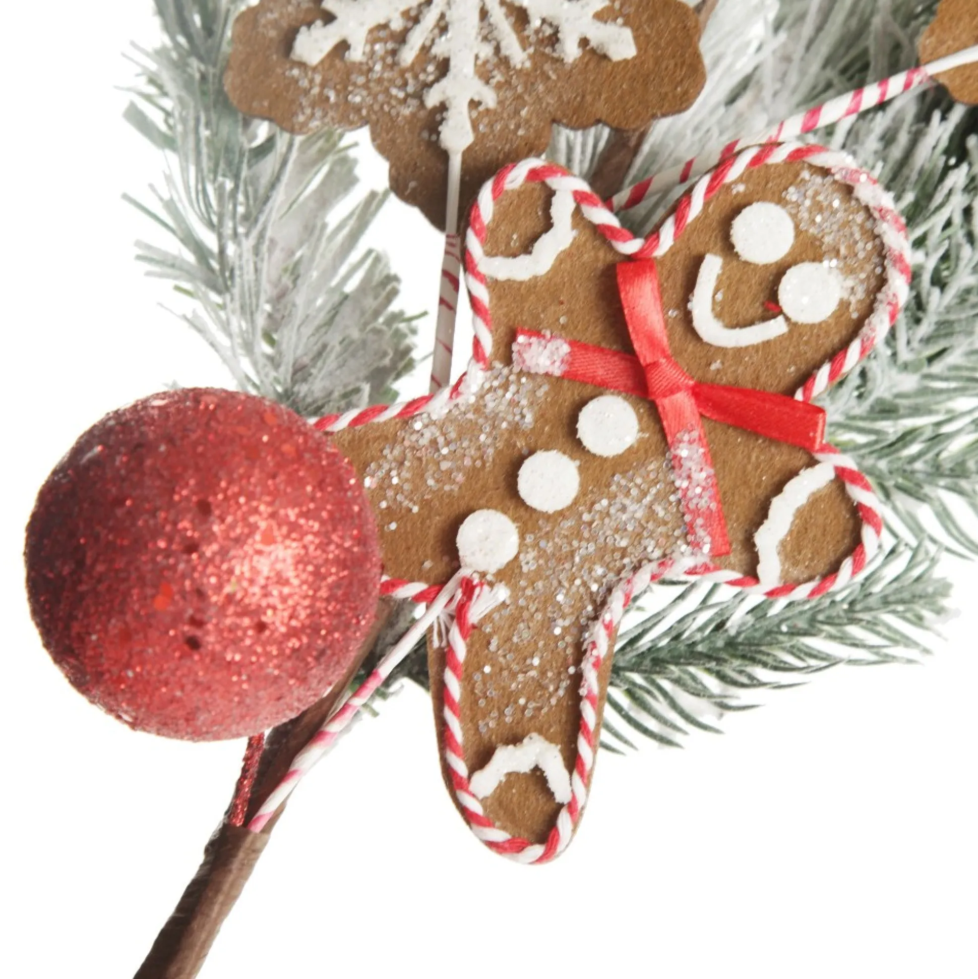 Gingerbread Flocked Christmas Spray Christmas Sprays|