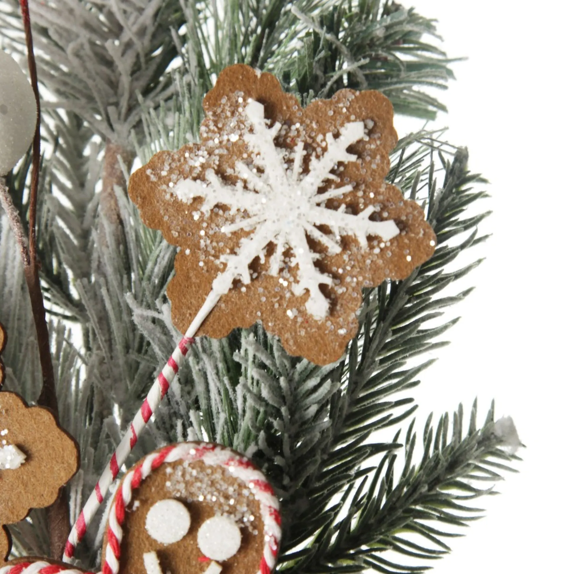 Gingerbread Flocked Christmas Spray Christmas Sprays|