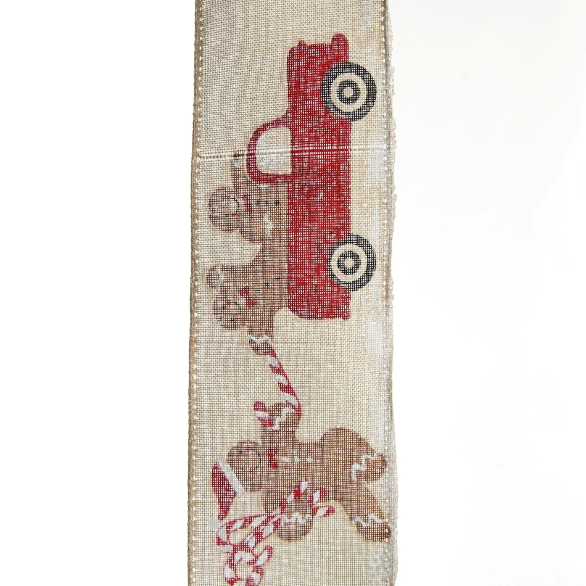 Gingerbread Natural Linen Printed Ribbon - 6.3cm Ribbons|