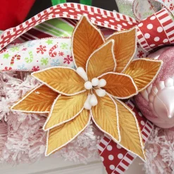 Gingerbread Poinsettia Flower Stem Christmas Flowers|