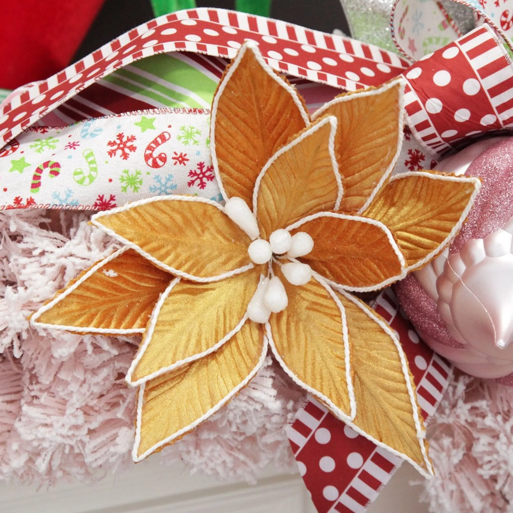 Gingerbread Poinsettia Flower Stem Christmas Flowers|