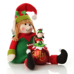 Girl Elf Shelf Sitter and Personalised Bauble Pack Bauble Value Packs|