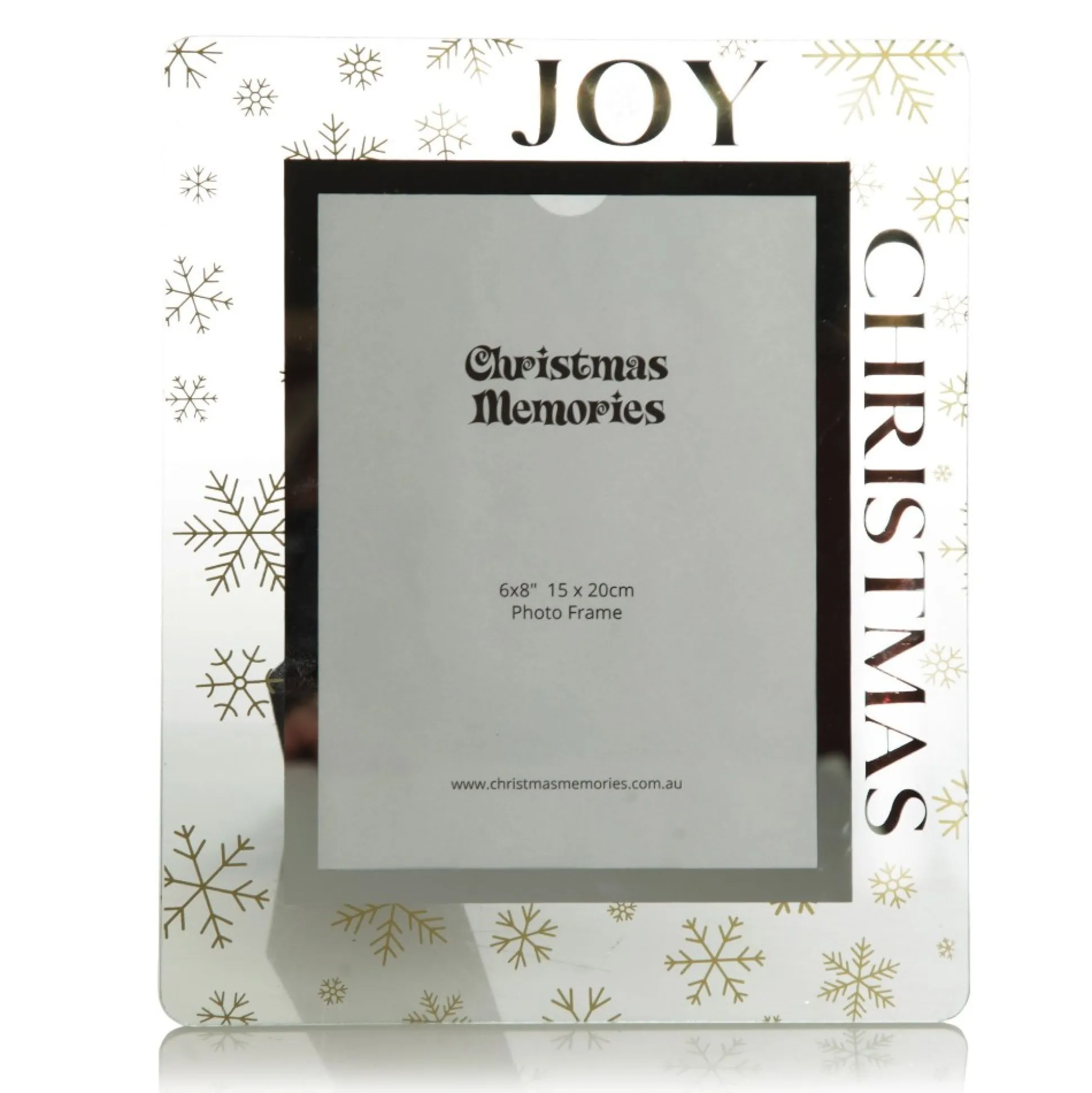 Glass Christmas Frame - Gold Snowflakes Joy Photo Gifts|