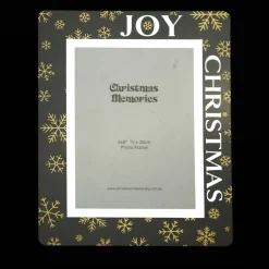 Glass Christmas Frame - Gold Snowflakes Joy Photo Gifts|