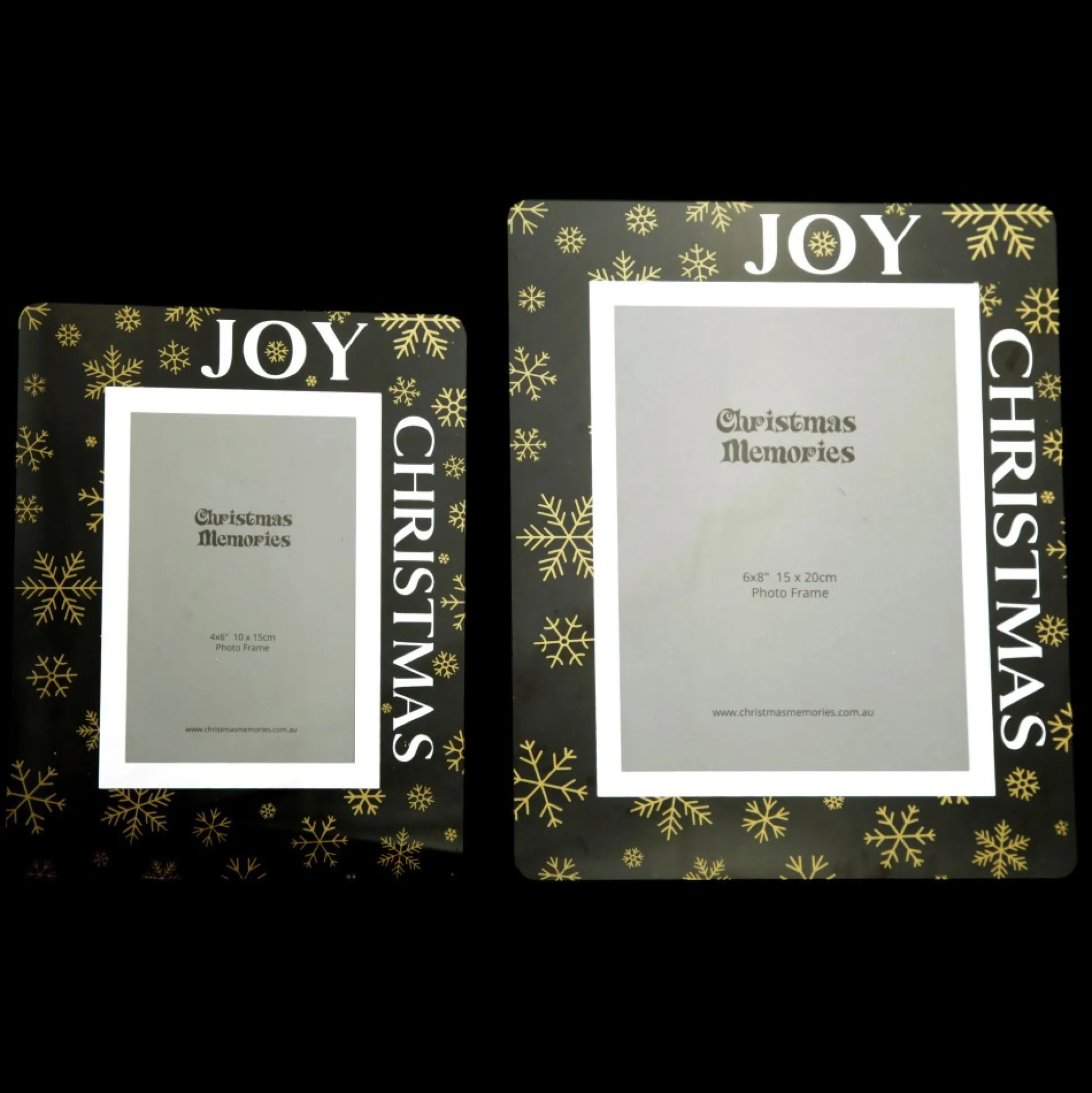 Glass Christmas Frame - Gold Snowflakes Joy Photo Gifts|