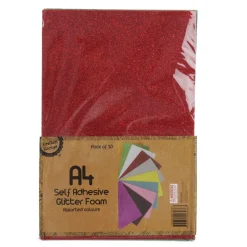 Glitter Foam Self Adhesive Mixed Colours A4 Sheets - Pack of 10 Christmas Craft Supplies|