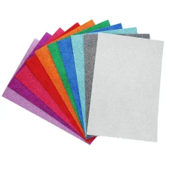 Glitter Foam Self Adhesive Mixed Colours A4 Sheets - Pack of 10 Christmas Craft Supplies|