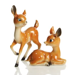 Glossy Retro Bambi Christmas Ornaments - Set of 2 Christmas Birds And Animals|