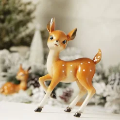 Glossy Retro Bambi Christmas Ornaments - Set of 2 Christmas Birds And Animals|