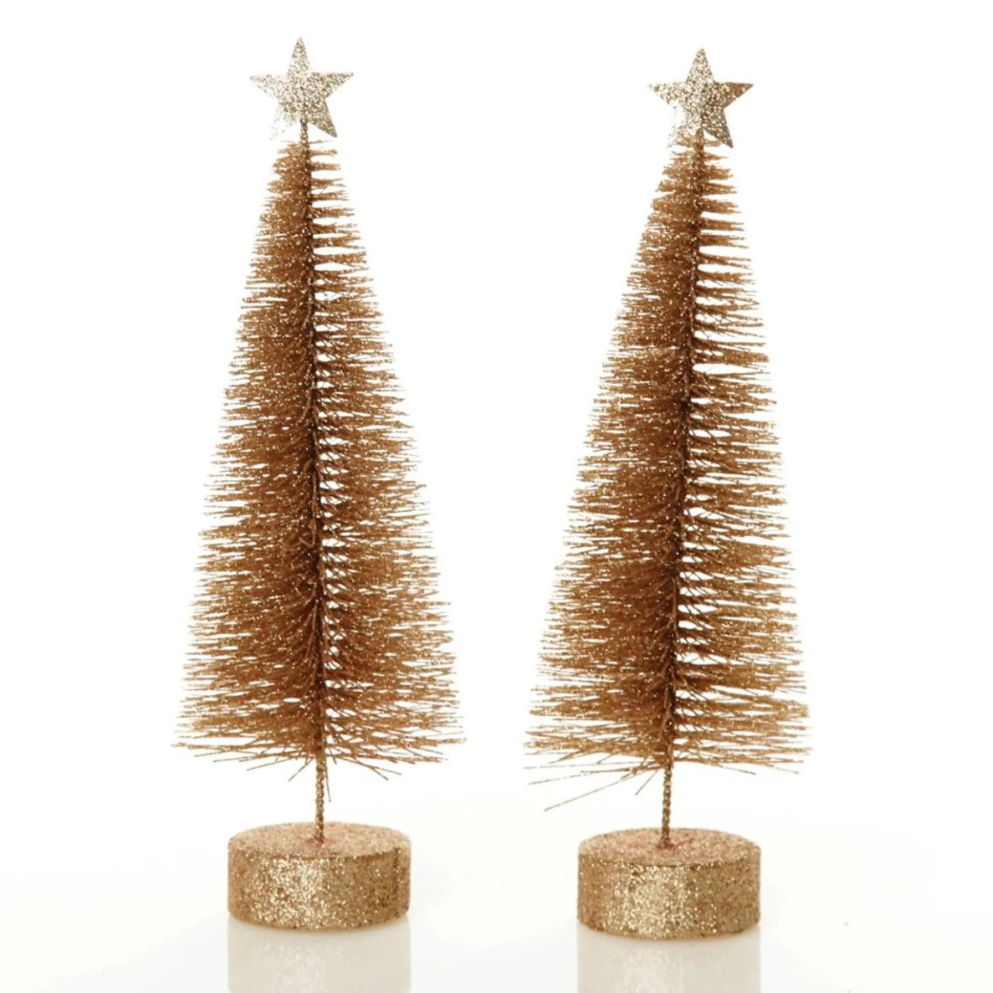 Gold Bottle Brush Tree - Small Set of 2 Table Top Christmas Trees|