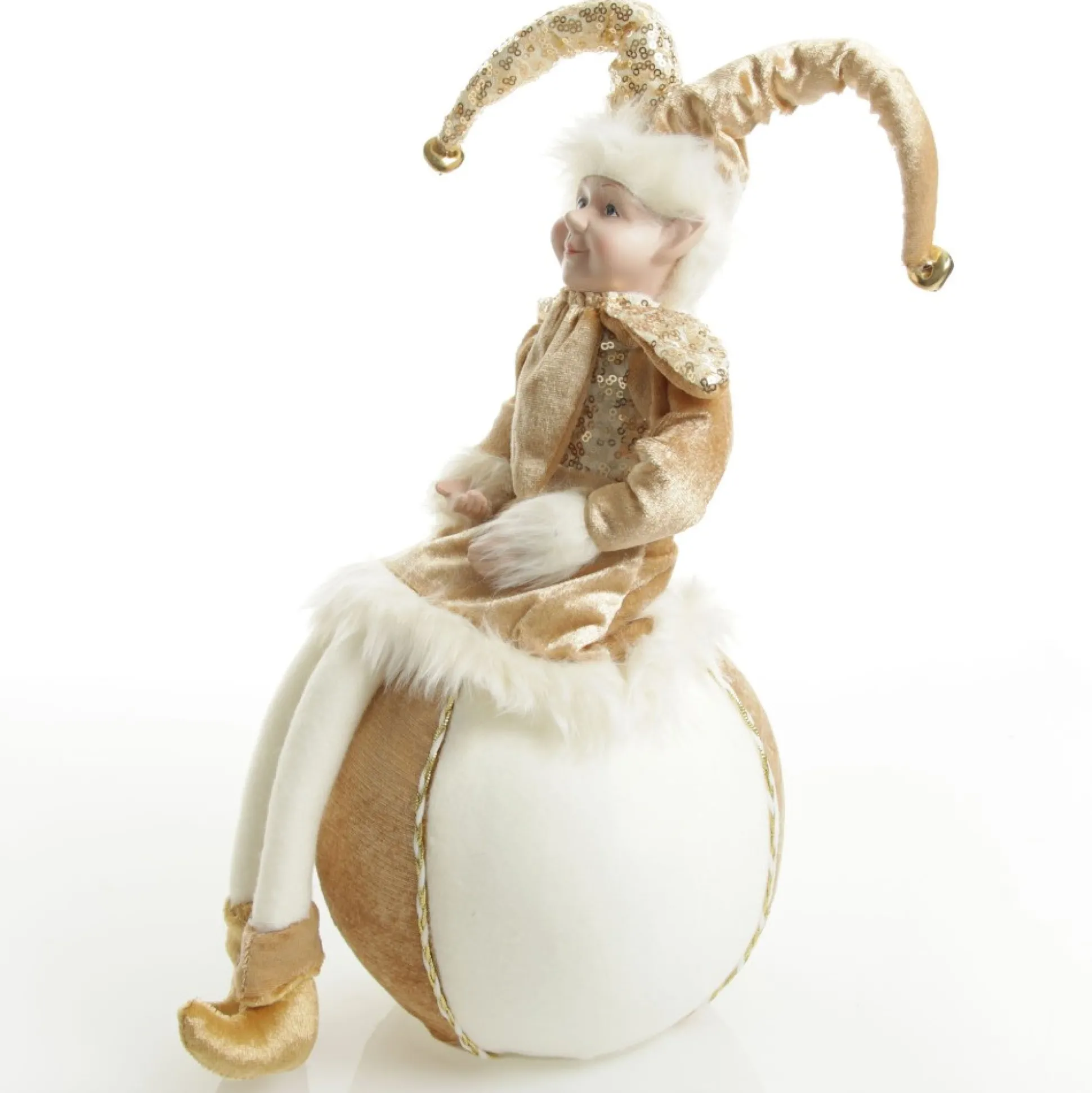 Gold Elf on Bauble Christmas Ornament Christmas Elves And Fairies|