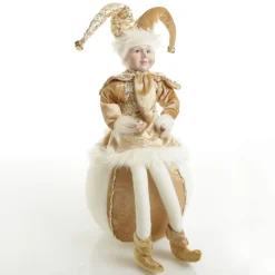 Gold Elf on Bauble Christmas Ornament Christmas Elves And Fairies|