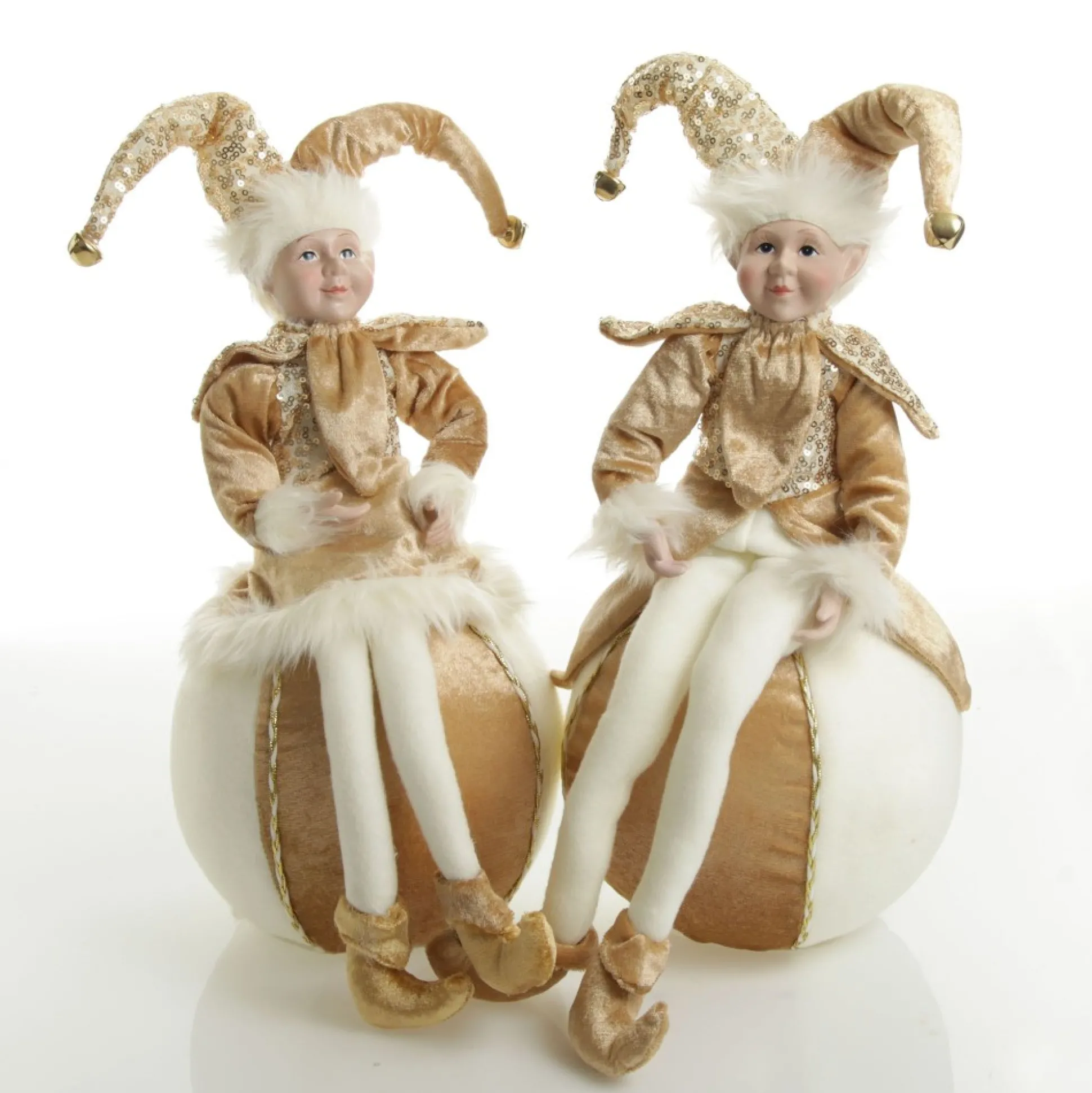 Gold Elf on Bauble Christmas Ornament Christmas Elves And Fairies|