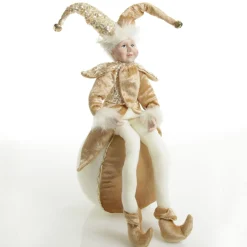 Gold Elf on Bauble Christmas Ornament Christmas Elves And Fairies|