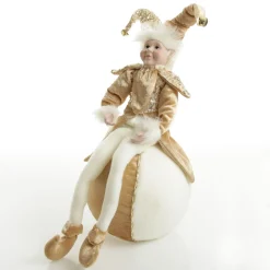 Gold Elf on Bauble Christmas Ornament Christmas Elves And Fairies|