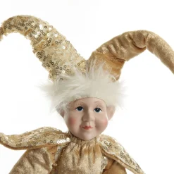 Gold Elf on Bauble Christmas Ornament Christmas Elves And Fairies|