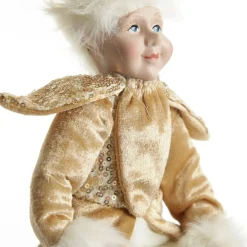 Gold Elf on Bauble Christmas Ornament Christmas Elves And Fairies|