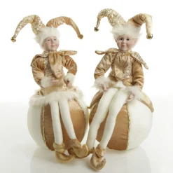 Gold Elf on Bauble Christmas Ornament Christmas Elves And Fairies|