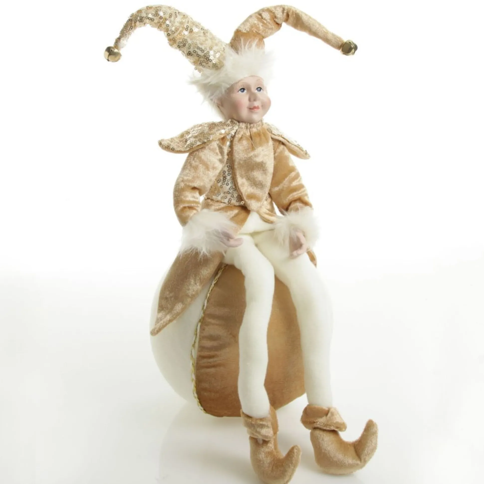 Gold Elf on Bauble Christmas Ornament Christmas Elves And Fairies|