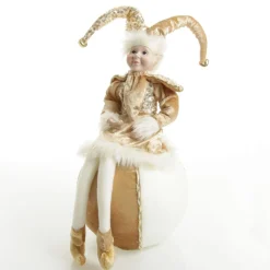 Gold Elf on Bauble Christmas Ornament Christmas Elves And Fairies|