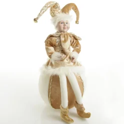 Gold Elf on Bauble Christmas Ornament Christmas Elves And Fairies|