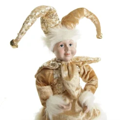 Gold Elf on Bauble Christmas Ornament Christmas Elves And Fairies|