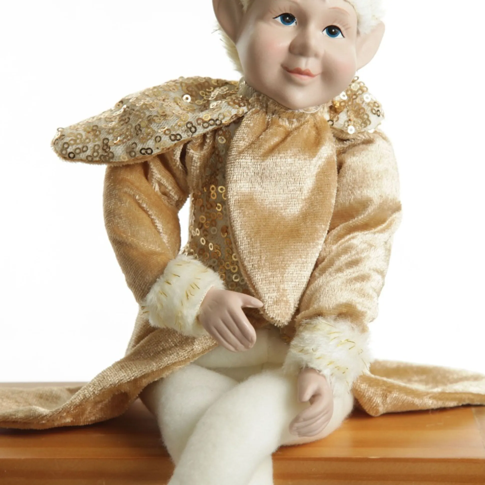 Gold Elf Sitting Christmas Ornament Christmas Elves And Fairies|