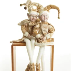 Gold Elf Sitting Christmas Ornament Christmas Elves And Fairies|