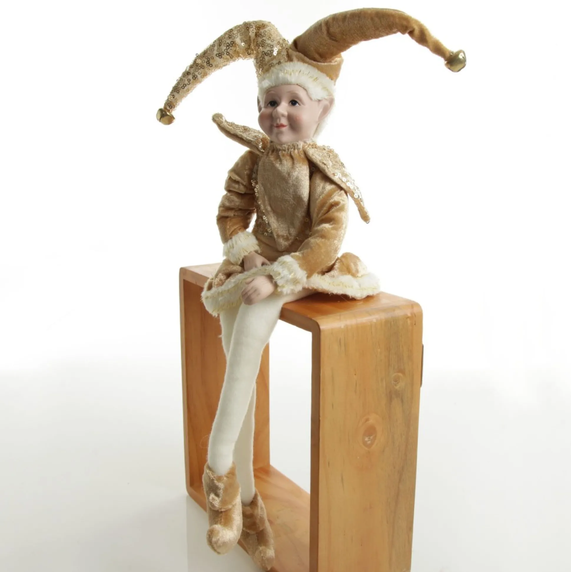 Gold Elf Sitting Christmas Ornament Christmas Elves And Fairies|