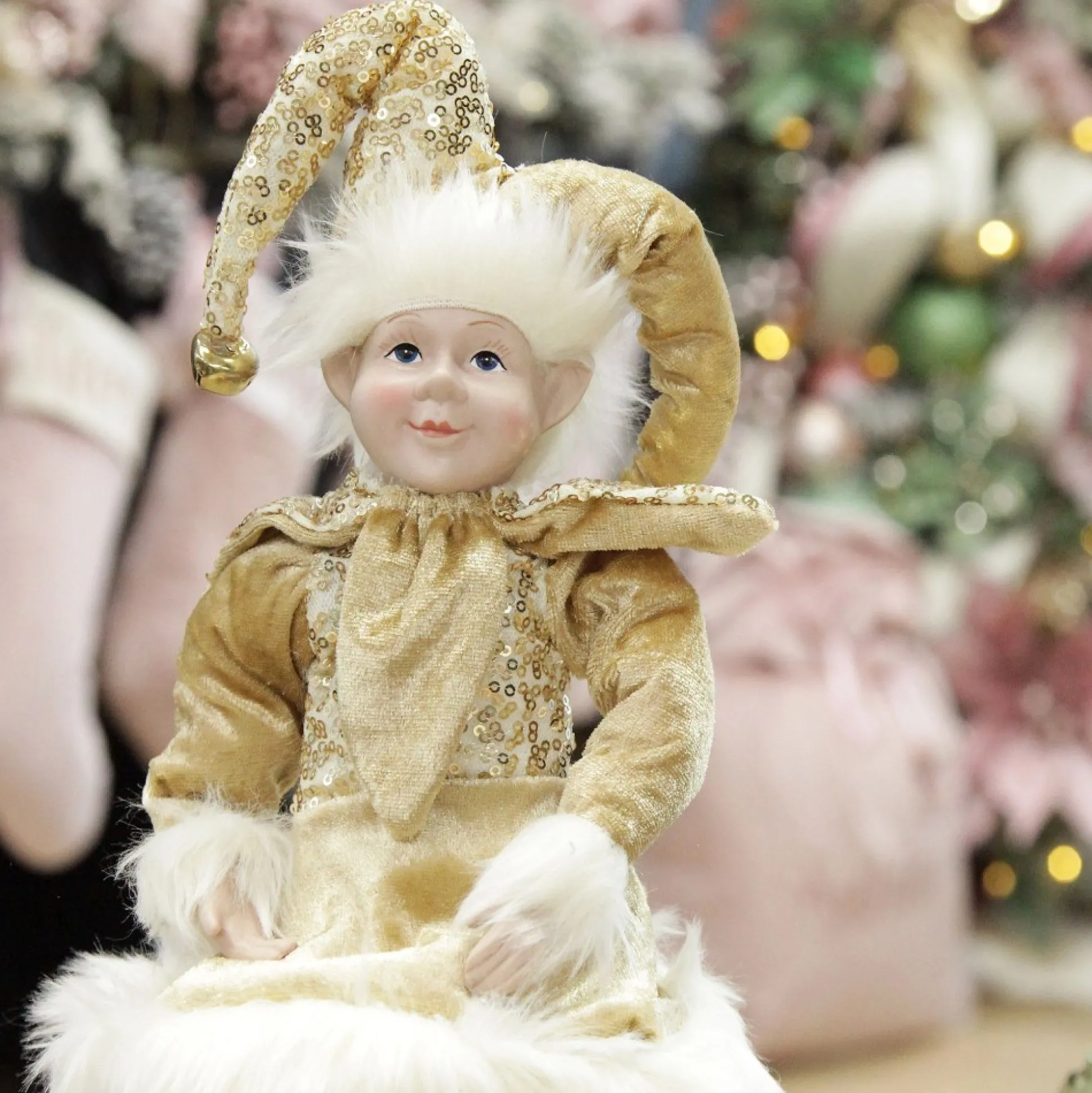 Gold Elf Sitting Christmas Ornament Christmas Elves And Fairies|