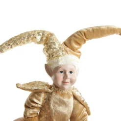 Gold Elf Sitting Christmas Ornament Christmas Elves And Fairies|