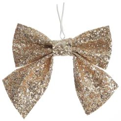 Gold Glitter Bow - Set of 2 Christmas Bells And Bows|