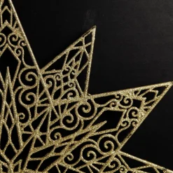 Gold Glitter Hanging Christmas Star Snowflakes And Stars|