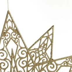 Gold Glitter Hanging Christmas Star Snowflakes And Stars|