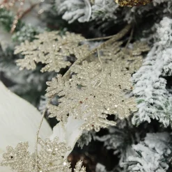 Gold Glitter Snowflake Christmas Spray Christmas Tree Picks|