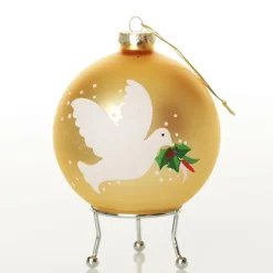 Gold Peace Doves Christmas Bauble Personalised Baubles|