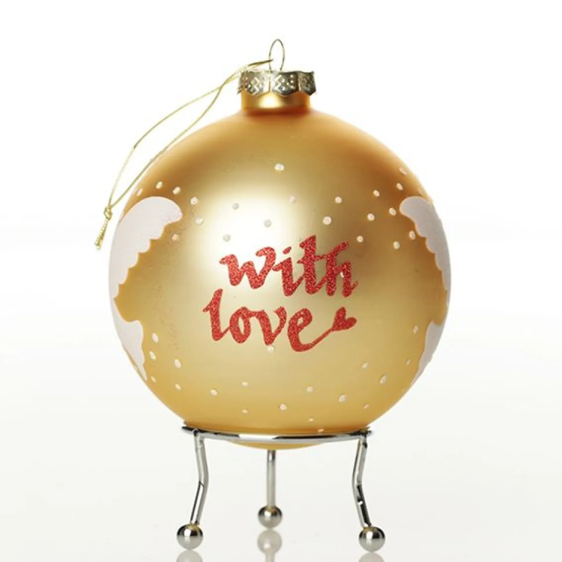Gold Peace Doves Christmas Bauble Personalised Baubles|