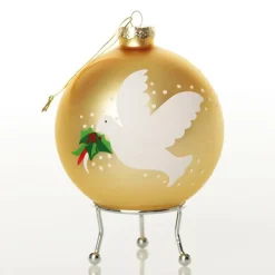 Gold Peace Doves Christmas Bauble Personalised Baubles|